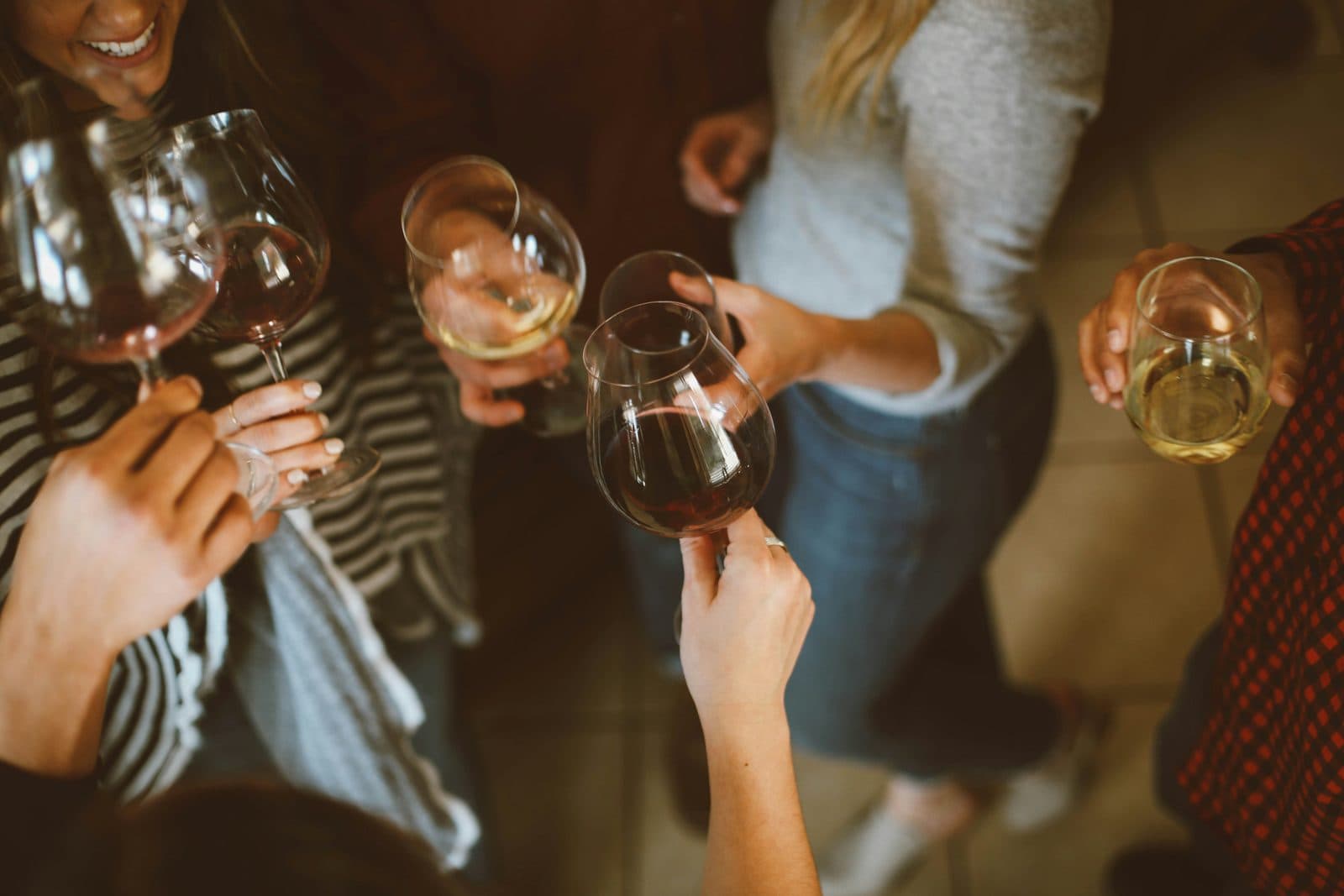 Friends toasting wine glasses
