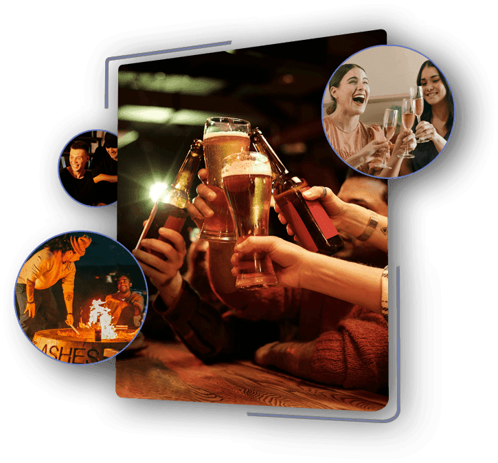 Friends toasting drinks delivered by Liquor Quicker